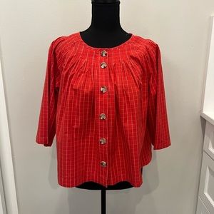 Madewell Large Button Front Loose Fit Shirt with 3/4 length sleeves Size Small